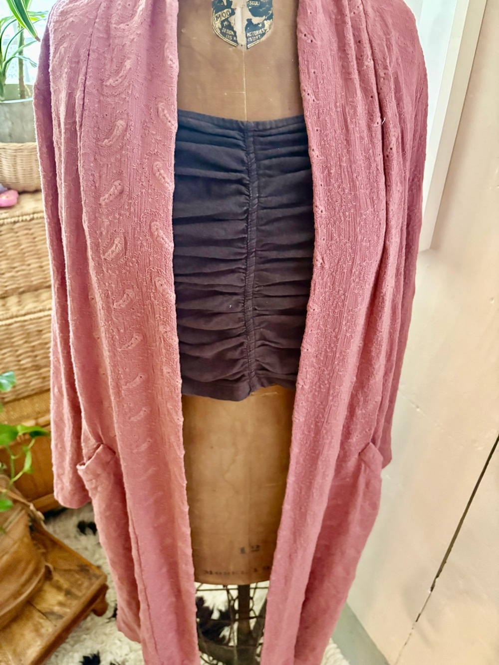 Vintage Anthropologie Duster Robe Cardigan with Pocket Details size Medium